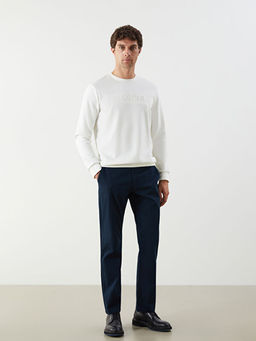 Bisiklet Yaka Uzun Kollu Bask?l? Erkek Sweatshirt