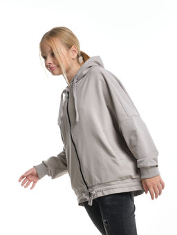 Толстовка на молнии с капюшоном 22-7640 серый - Mini maxi фото 8