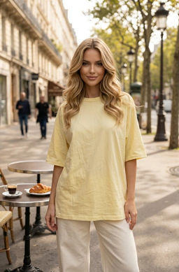 K13671 Футболка OVER SIZE (хлопок) ЖЕЛТЫЙ