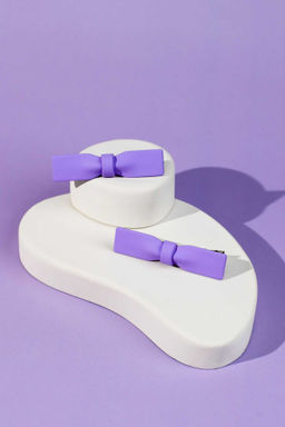 Набор заколок для волос зажим, арт. 71788 / 10 БАНТИКИ (в наборе: 2шт., 6,3 см, черный металл, полиметилметакрилат, цвет: сиреневый, подложка из мелованного картона + ПЭТ-пакет с европодвесом)