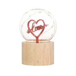 Фигурка светящаяся RISALUX Влюбленное сердце, LED-ночник, 3?AG10, шар-8 см, 6.5?6.5?11.5 см