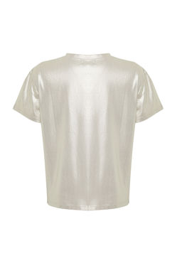Alt?n Varak Bask?l? Regular/Normal Kal?p Orme Bluz TWOSS24BZ00097