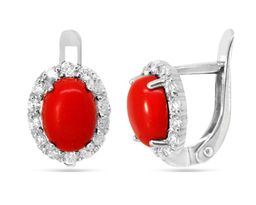 Серьги из серебра коралл, СПН4151