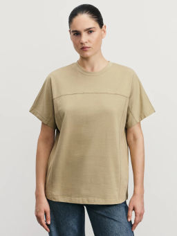 Футболка с декоративными швами из хлопка / Zarina  фото 3