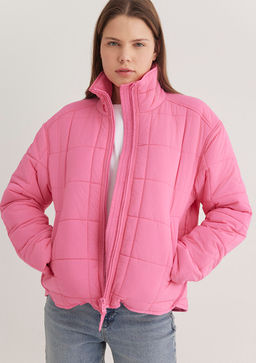 Dik Yaka Pembe Sisme Mont - Mavi фото 3