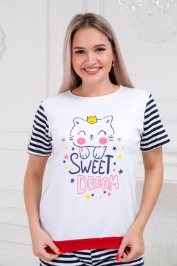 Пижама женская футболки и шорт из интерлока Киса - Амадэль фото 3