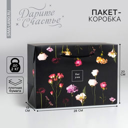 Пакет—коробка, подарочная упаковка, «For you», 28 х 20 х 13 см