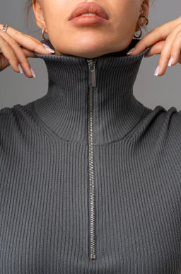 Женский джемпер в рубчик с воротником на молнии Happyfox - Happy fox фото 6