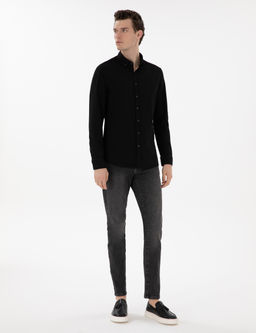 Siyah Slim Fit Uzun Kollu G_mlek