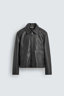 CROPPED FIT LEATHER JACKET - Zara фото 7