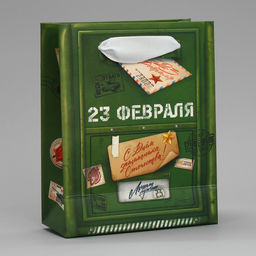 Цена за 3 шт. Пакет подарочный ламинированный, упаковка, «23 февраля», почта, S 12×15×5.5 см