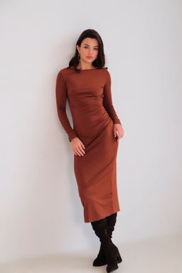 Martichelli Платье с драпировкой карамель