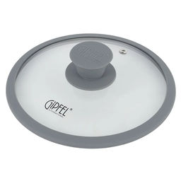 52436 GIPFEL Крышка стеклянная MOORE 18 см с силиконовым ободом. Цвет: светло-серый. Материал: закаленное стекло, силикон, нержавеющая сталь 18/8