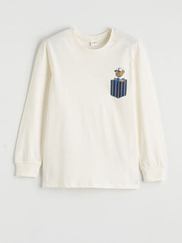 Bask?l? Bisiklet Yaka Erkek ?ocuk Pijama Tak?m?