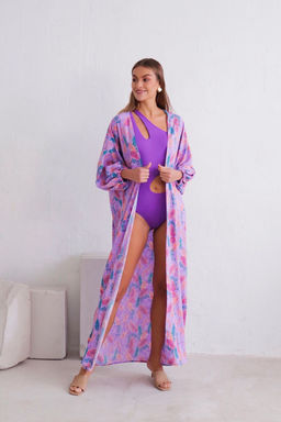 10962 Кимоно длинное сиреневое с принтом - Martichelli фото 3