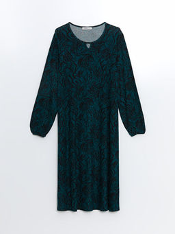 Bisiklet Yaka Desenli A Kesim Elbise