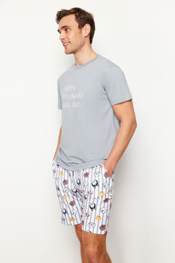 TRENDYOL MAN Gri Regular Fit Bask?l? Orme Sortlu Pijama Tak?m? TMNSS23PT00000 - Trendyolmilla фото 10