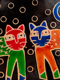 Косметичка натуральная кожа ручной принт Кошки №0514/7 - Ганг фото 4