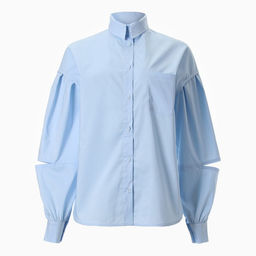 Рубашка женская с объемными рукавами MINAKU: Casual Collection, размер 54, голубая