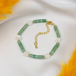 Браслет из зеленого Кварца и Селенита 19 см +