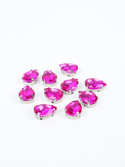 Цена за 3 шт. Стразы «Капля», в цапах, 1×1.4 см, фуксия