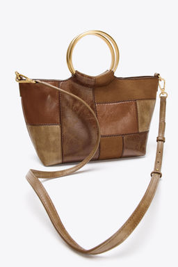 PATCHWORK MINI BUCKET BAG WITH RIGID HANDLES - Zara фото 4