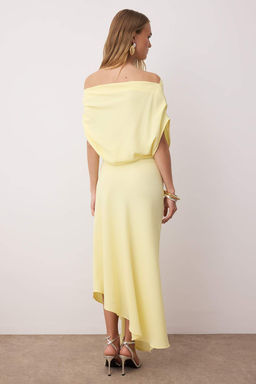 Siyah A Kesim Kay?k Yaka Dokuma Midi S?k Elbise TPRSS25EL00321 - Trendyolmilla фото 8