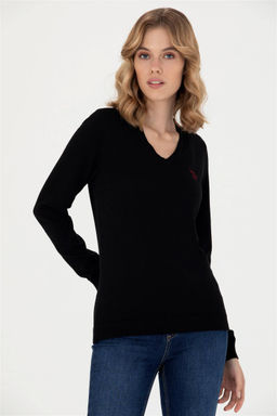 U. S. Polo Assn Женский черный базовый свитер с v-образным вырезом