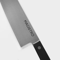 Нож кухонный шеф Magistro Hinshitsu, нержавеющая сталь, лезвие 21.3 см, длина 39 см, чёрный фото 6