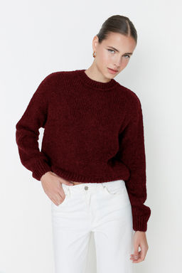 Bordo Genis Kal?p Yumusak Dokulu Basic Triko Kazak TWOAW23KZ00185