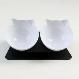 Миски пластиковые на чёрной подставке 27,5 х 14 х 15 см белые - Пижон фото 2