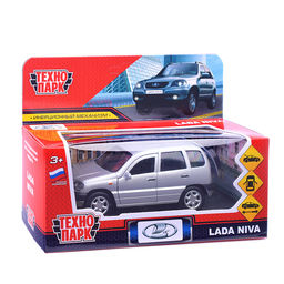 Машина металл LADA NIVA 12 см, (двери, багаж, серебристый) инерц, в коробке