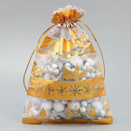 Цена за 20 шт. Мешочек подарочный органза Золотой город, 16 х 24 см +/- 1.5 см