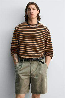 CAMISETA JACQUARD RAYAS / Marr?n