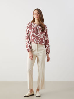 Ba?lamal? Yaka Desenli Kad?n Bluz