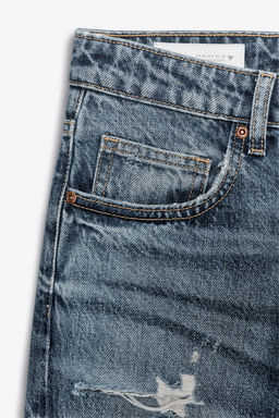 TRF RIPPED MID-WAIST WIDE-LEG JEANS