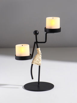 Подсвечник на 2 свечи «Аборигенка танцующая», металл, d=4 см, 10.5×8×16 см