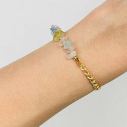 Браслет из Берилла микс с цепочкой - Радуга самоцветов фото 2