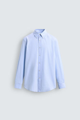 CAMISA REGULAR FIT RAYAS / Blanco / Celeste - Zara фото 6