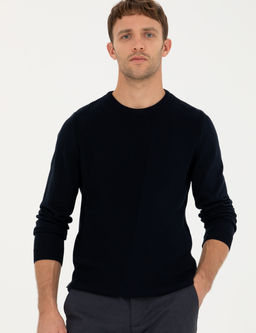Lacivert Slim Fit Bisiklet Yaka Triko Kazak - Pierre cardin фото 3