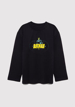 Batman Bask?l? Siyah Tisort