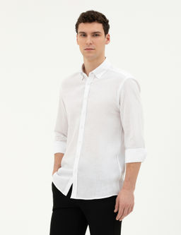 Рубашка Pierre Cardin Slim Fit белая с длинным рукавом