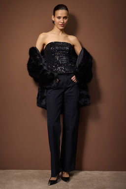 Murdum Straplez Payetli Bedene Oturan Party Bluz TPRAW26BZ00059 - Trendyolmilla фото 6