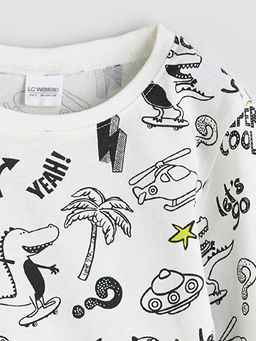 Bask?l? Erkek ?ocuk Pijama ?st
