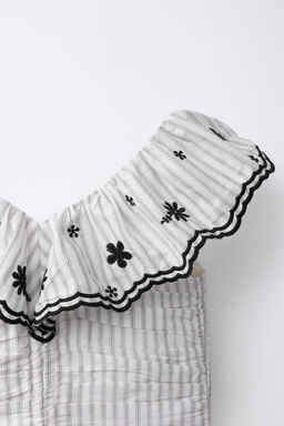 TOP RAYAS BORDADOS / Negro / Crudo - Zara фото 4