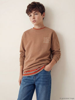 Yaz? Bask?l? Erkek ?ocuk Sweatshirt