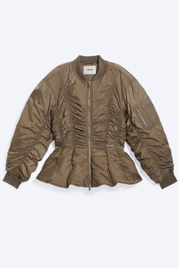 Cazadora bomber con peplum fruncido