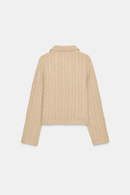 CABLE-KNIT JUMPER WITH JEWEL NECKLINE - Zara фото 8