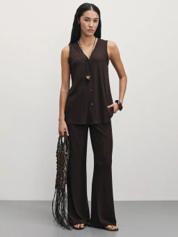 Трикотажный жилет в рубчик / Zarina  фото 3