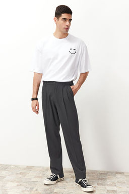 Antrasit Pileli Klasik Baggy Fit Kumas Pantolon TMNSS24PL00024
